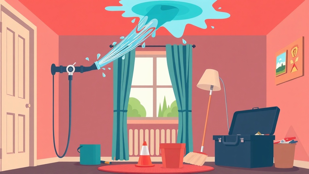 Eau qui coule du plafond près d'une lampe : danger immédiat